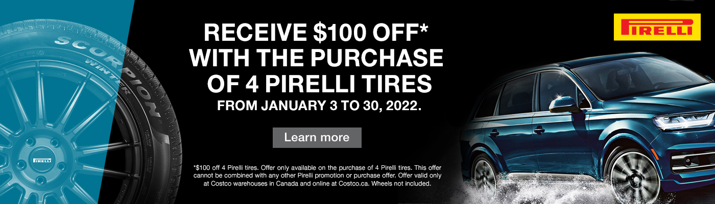 Receive $100 off with the purchase of 4 Pirelli tires. Learn more.