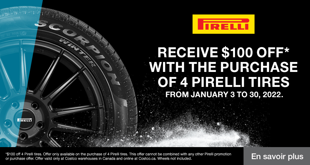 Receive $100 off with the purchase of 4 Pirelli tires. Learn more.