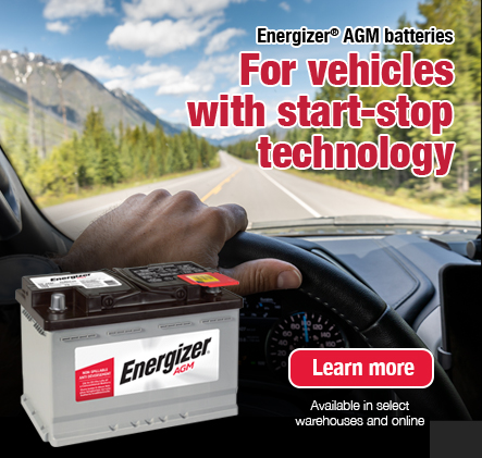 Energizer AGM Batteries. For Vehicles with start-stop technology.